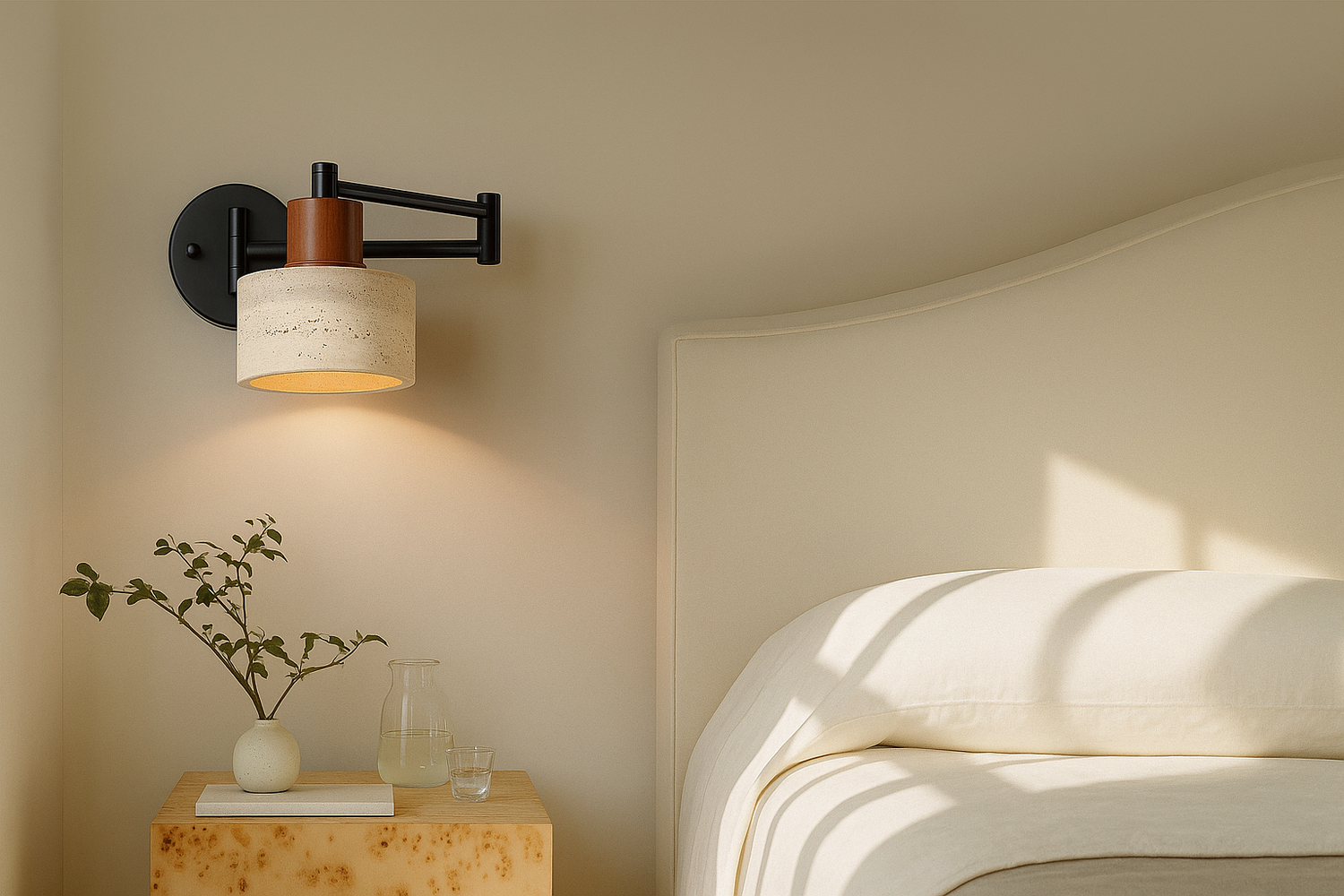 Adjustable Wall Lights over bedside table