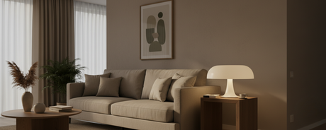 4 table lamps on long wooden sideboard