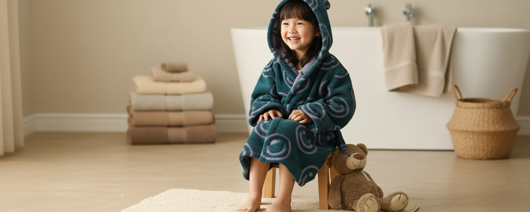 Kids in a smiley robe