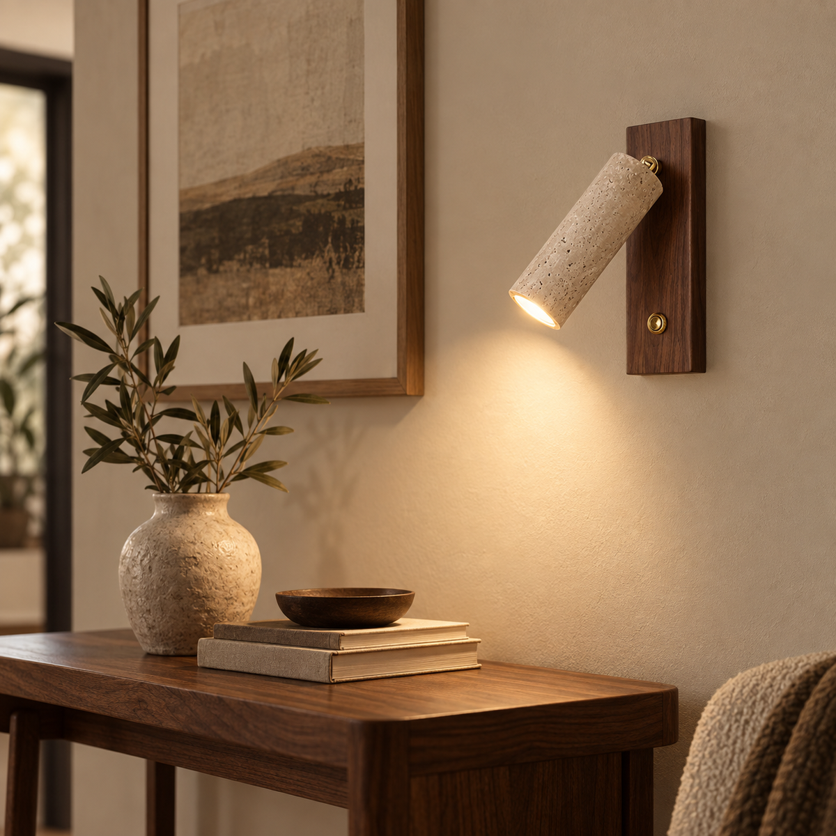 Maren Travertine Adjustable Wall Light