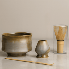 Kaze Matcha Set – 4-Piece Ceramic Tea Ritual Kit styled in a office — modern interior by Baskoraa