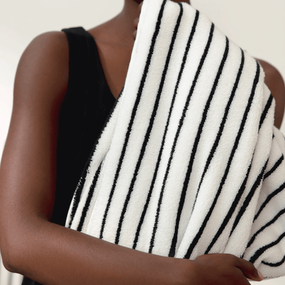 Striped Black & White Towel