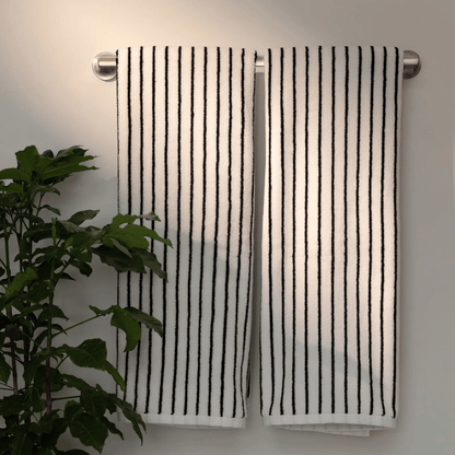 Two Striped Black & White Towel