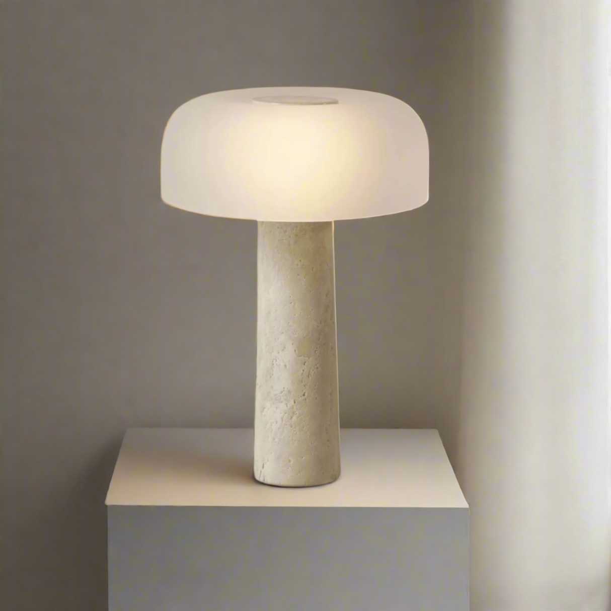 Luxury LED Mushroom Table Lamp with Marble Base - Warm Light for Bedroom and Living Room Decor Dimensions