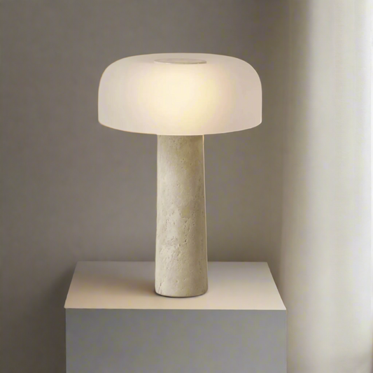 Luxury LED Mushroom Table Lamp with Marble Base - Warm Light for Bedroom and Living Room Decor Dimensions 