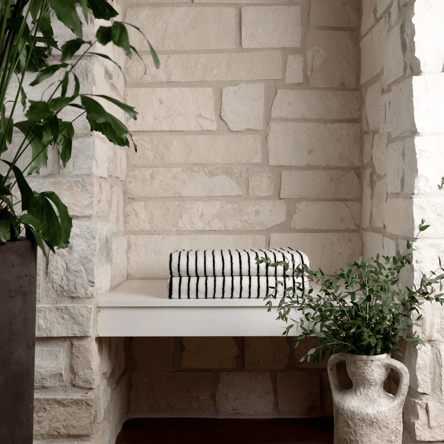 Striped Black & White Towel in a modern room
