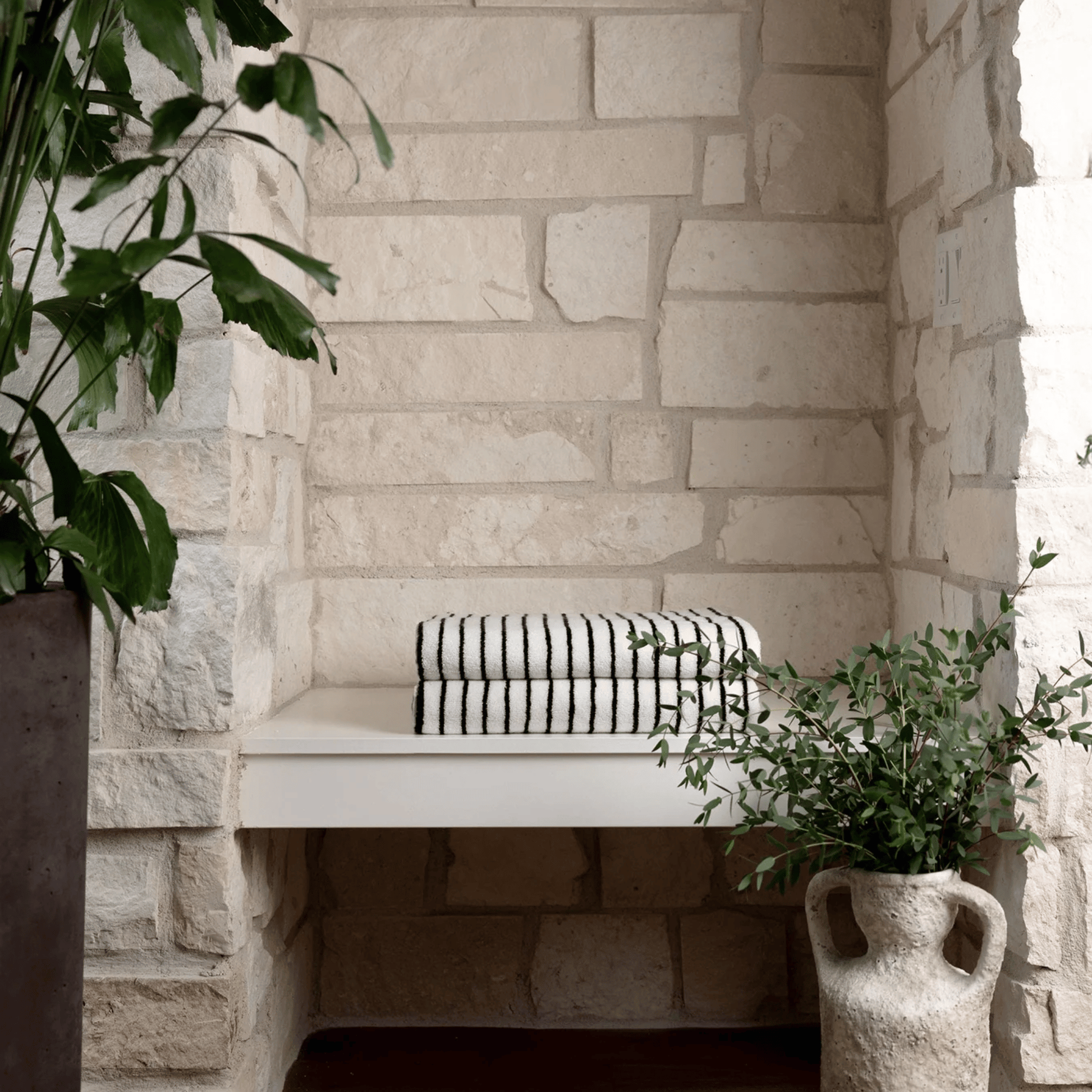 Striped Black & White Towel in a modern room
