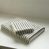 Striped Black & White face towel and shower Towel