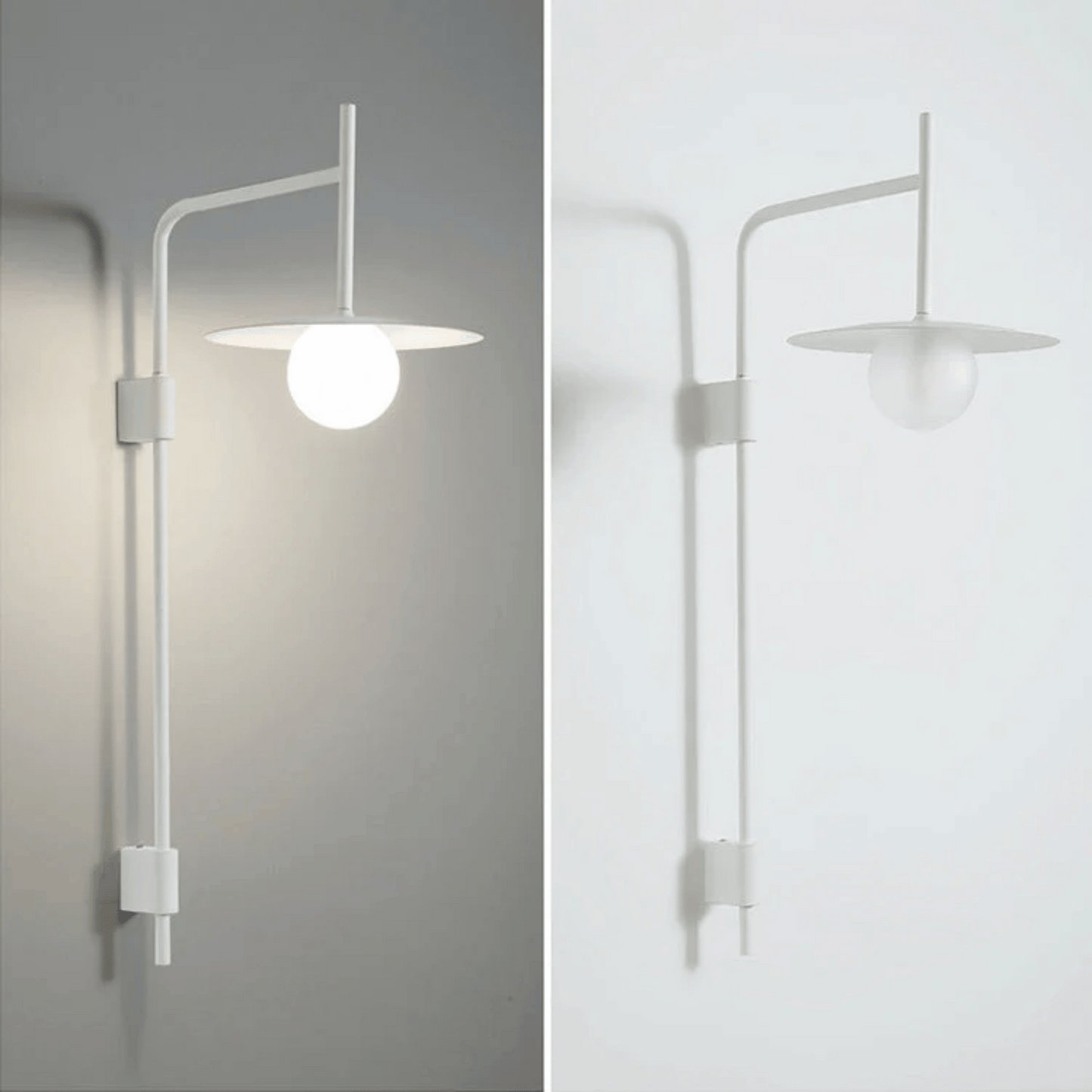 Modern wall-mounted light fixture on a plain background