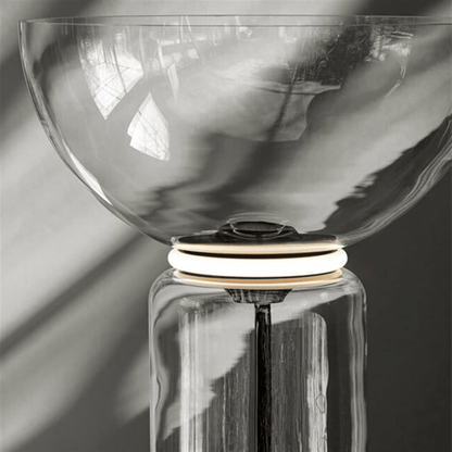 Close-up of a glass vase with a reflective surface