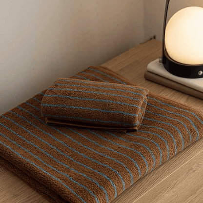 Retro Rust & Turquoise Stripe 100% Cotton Towels