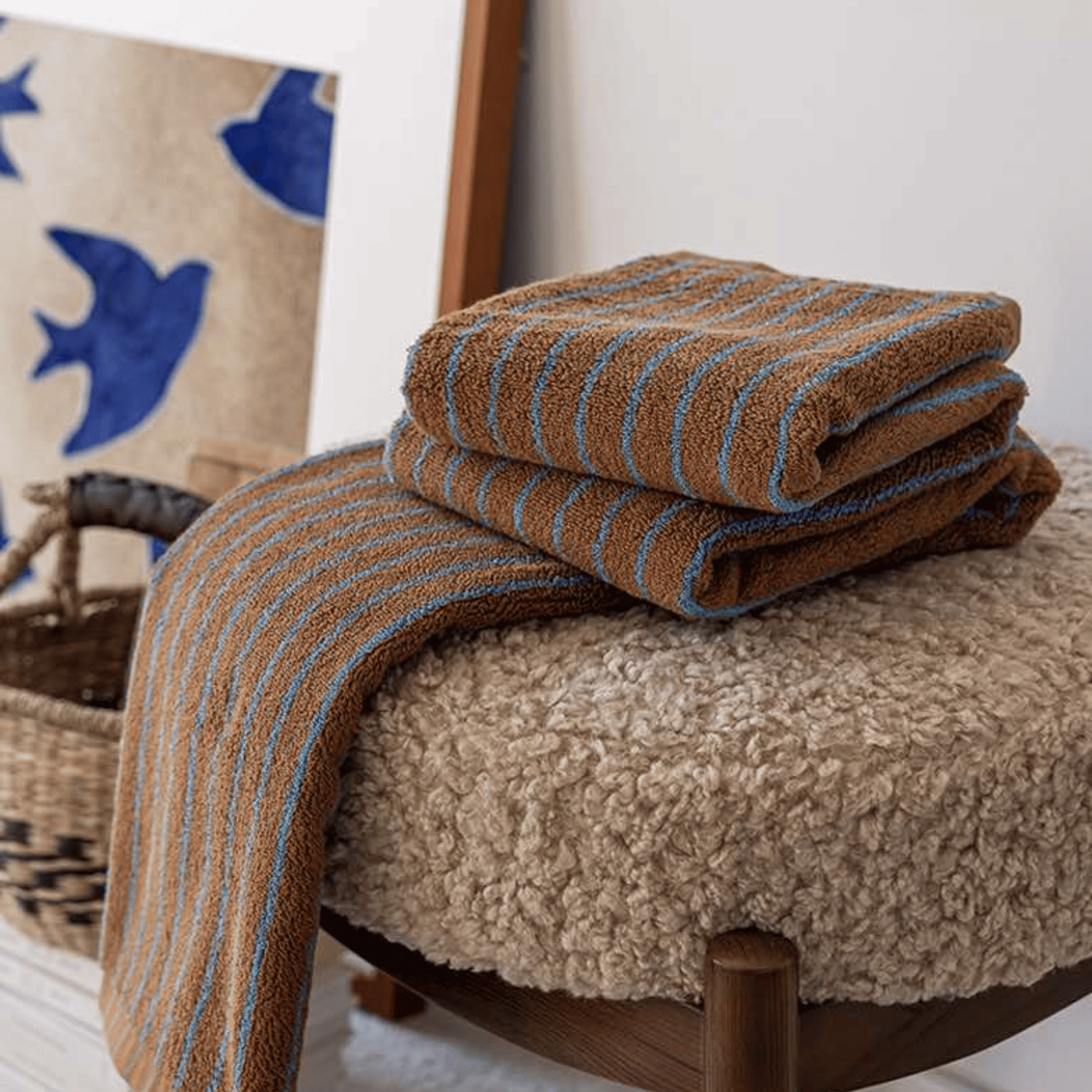 Set of brown and turquoise towels