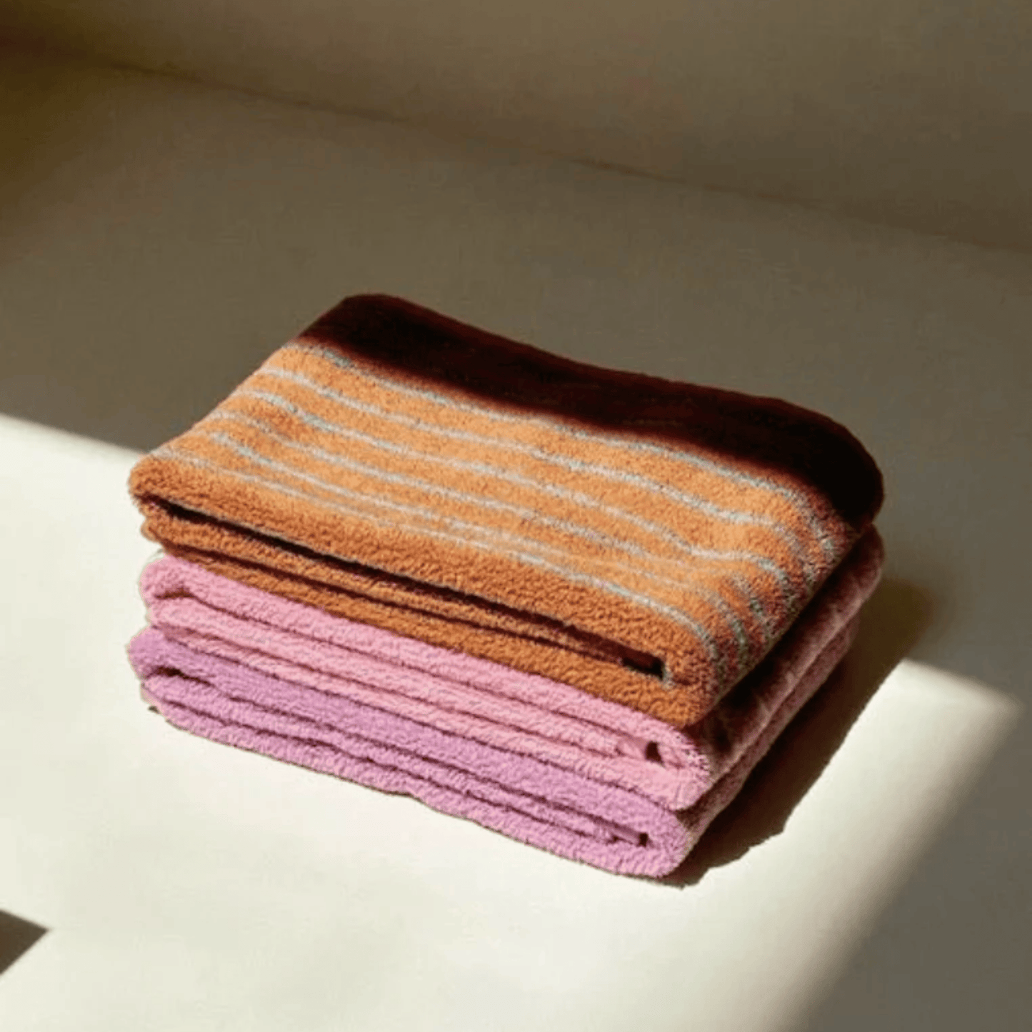 Retro Rust & Turquoise Stripe 100% Cotton Towels