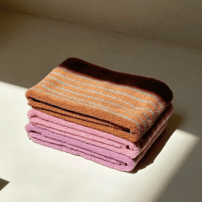 Retro Rust & Turquoise Stripe 100% Cotton Towels