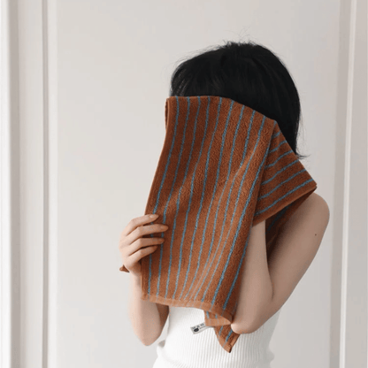 Brown and turquoise bath towel