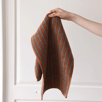 Brown and turquoise face towel