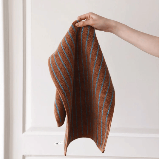 Brown and turquoise face towel
