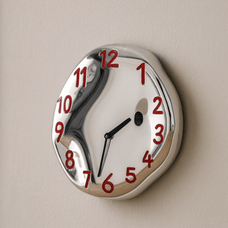 LumoTime Chrome Ceramic Wall Clock styled in a living room — minimalist interior by Baskoraa