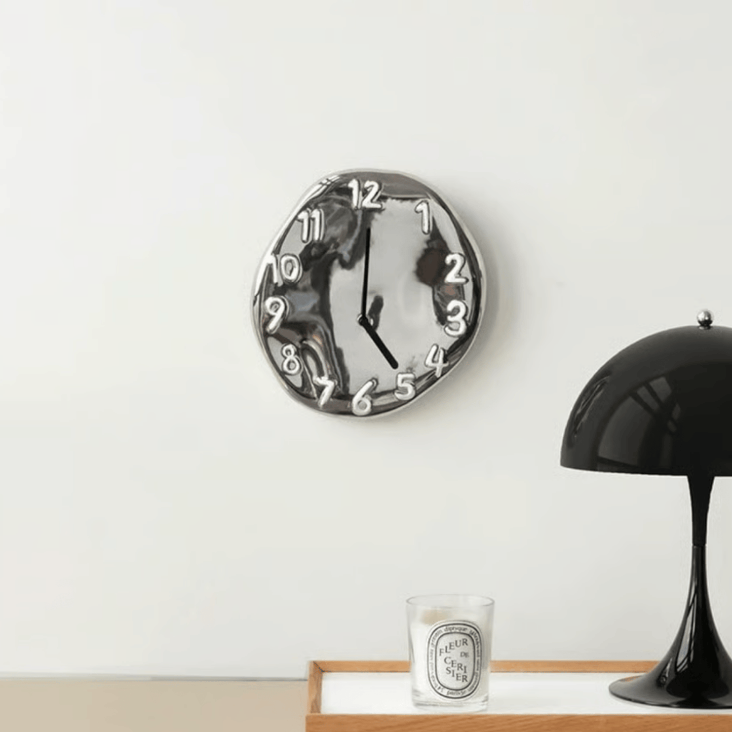 LumoTime Chrome Ceramic Wall Clock