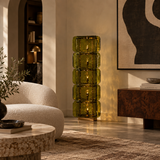 Vetra Green Glass Column Floor Lamp