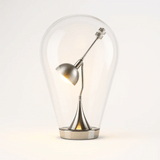 Modern table lamp with a unique design on a white background