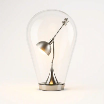 Modern table lamp with a unique design on a white background