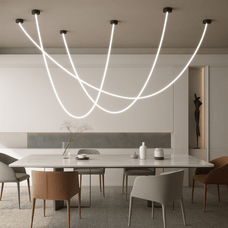 LinéaFlex LED Pendant Light – Nordic Flexible Tube Chandelier styled in a dining room — nordic interior by Baskoraa