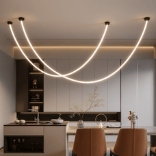 Detail view of the LinéaFlex LED Pendant Light – Nordic Flexible Tube Chandelier — premium pendant light