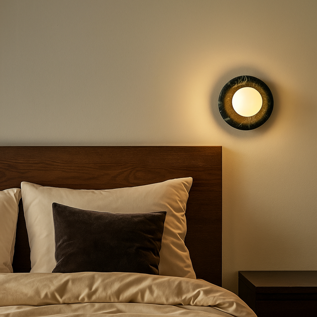 Dark Green Marbella Wall Sconce - marble and glass wall light for bedroom