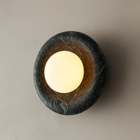 Dark Green Marbella Wall Sconce close-up showing stone and glass detail