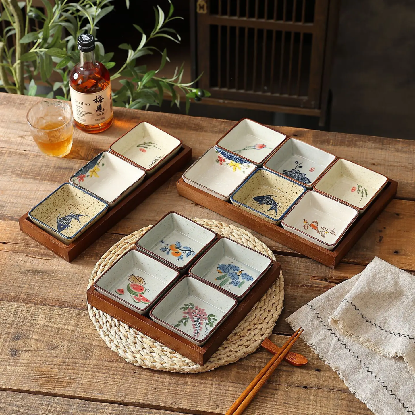 Japanese Ceramic Sauce Dish Set (4pcs)