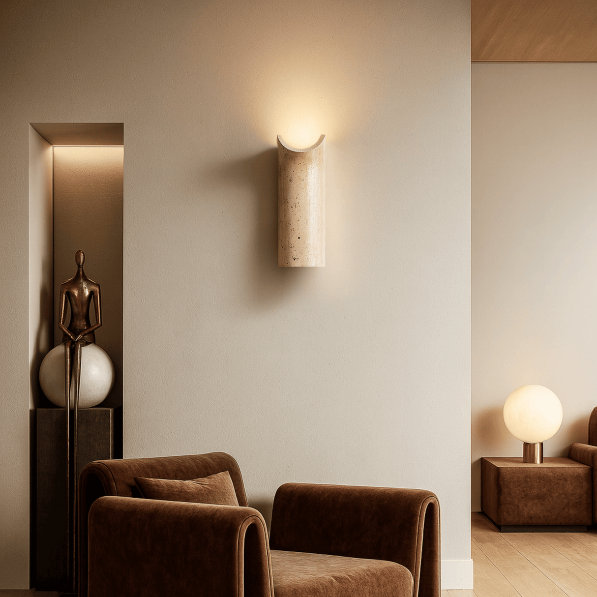 Beige Aurelian Travertine Wall Lamp