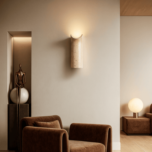 Aurelian Travertine Wall Lamp – Modern LED Natural Stone Sconce