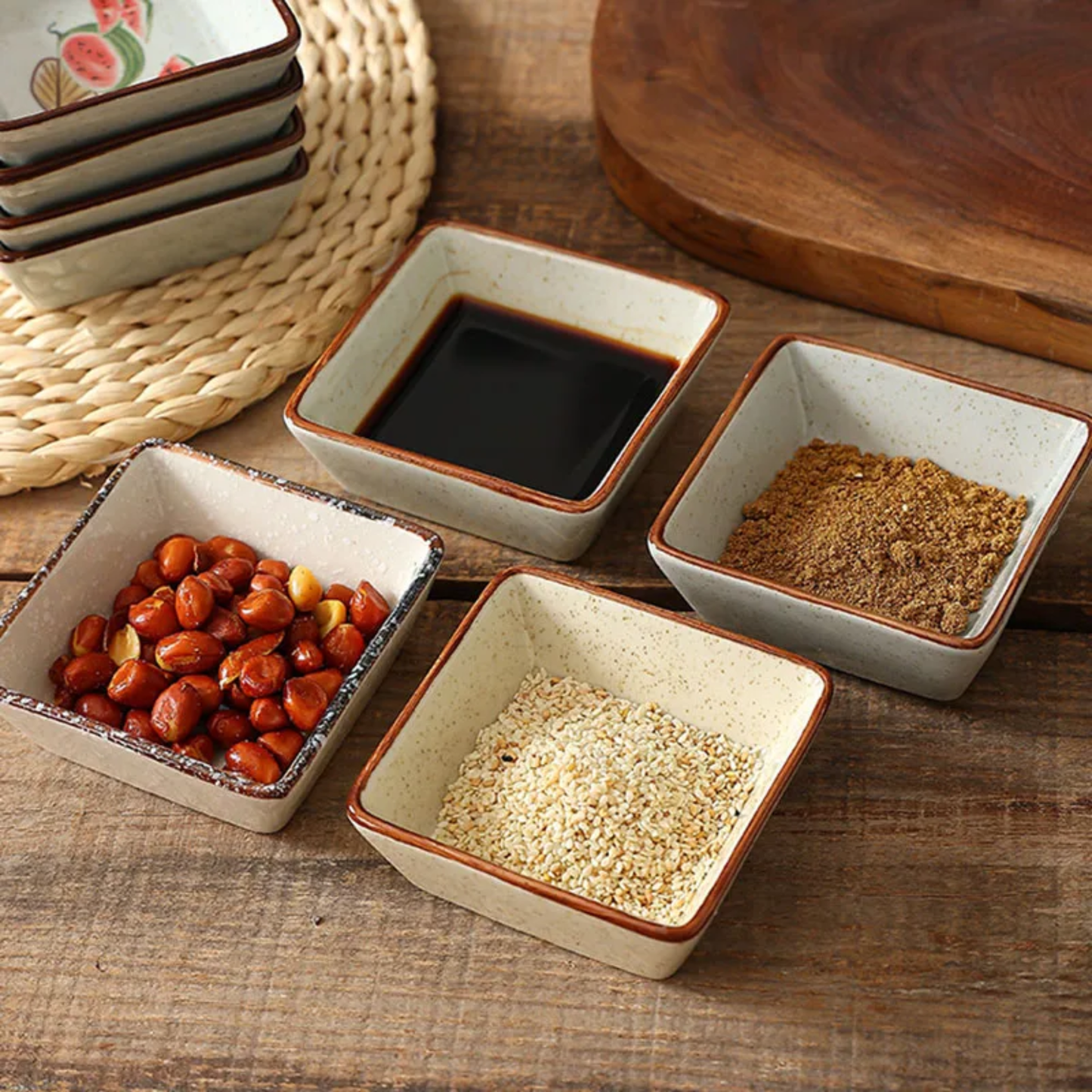 Japanese Ceramic Sauce Dish Set (4pcs)