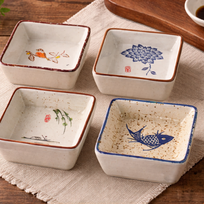 Japanese Ceramic Sauce Dish Set (4pcs)