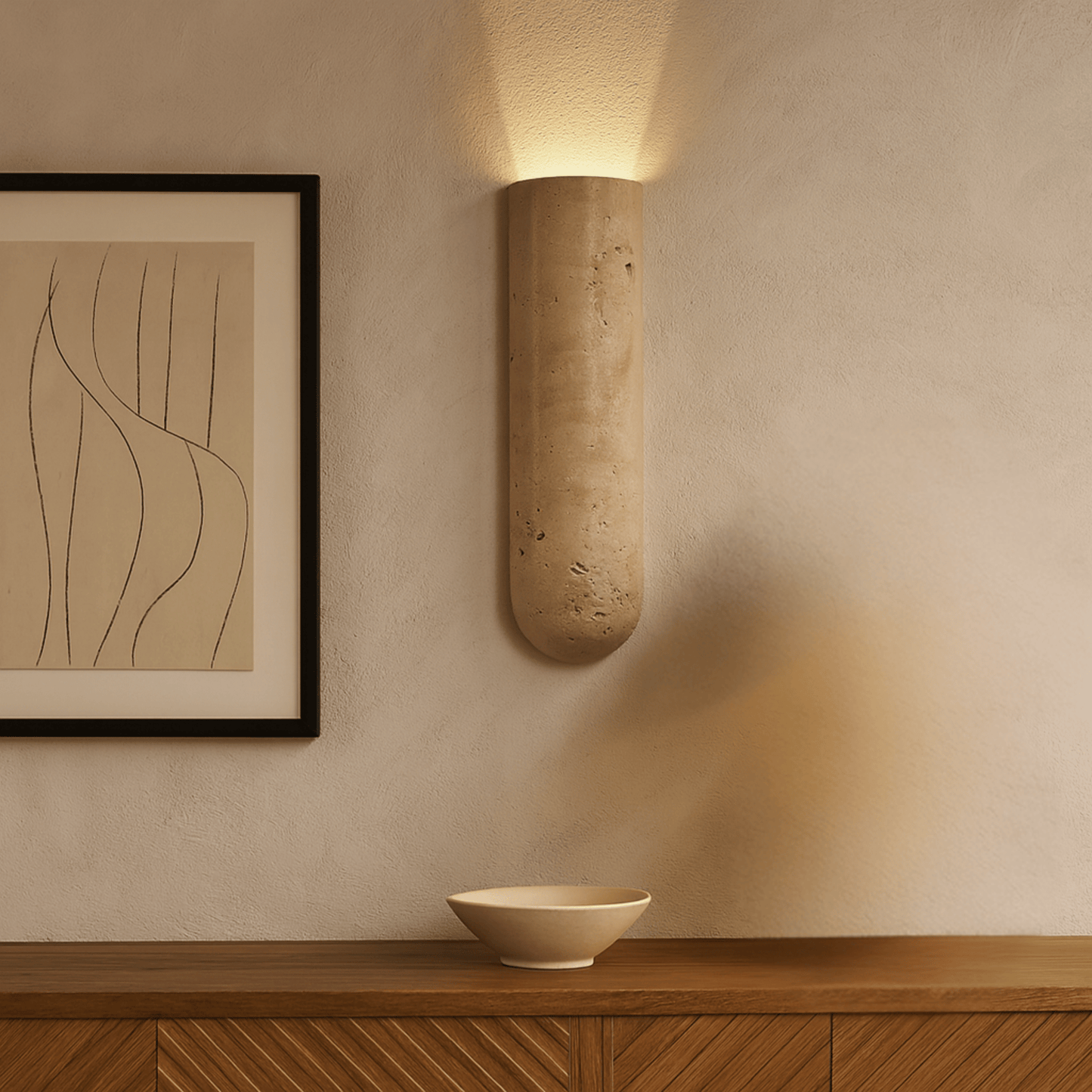 Lunara Natural Travertine LED Wall Lamp