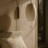 Close look in bedroom setting at Italian Design Minimalist Atmosphere Silk Wall Lamp LED E27