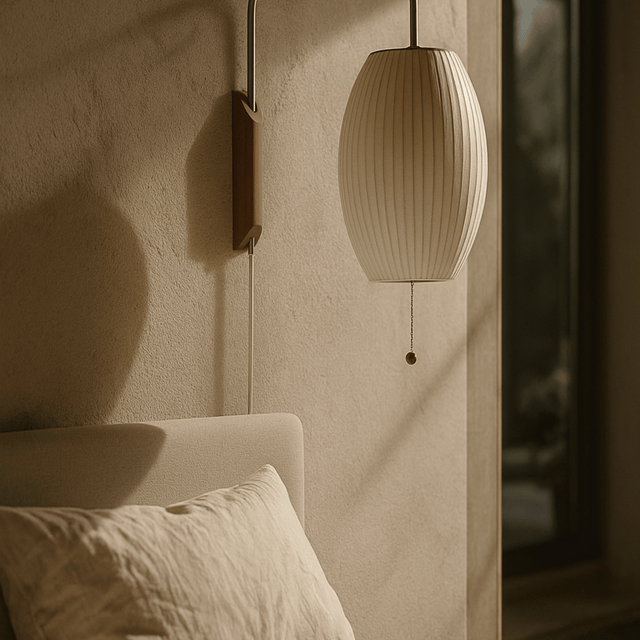 Close look in bedroom setting at Italian Design Minimalist Atmosphere Silk Wall Lamp LED E27