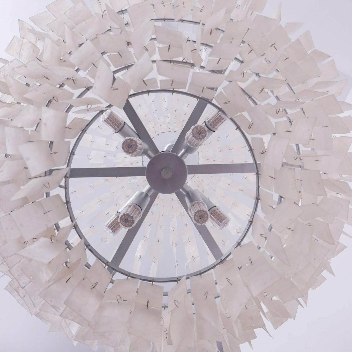 Ceiling fan with light fixture on a white background