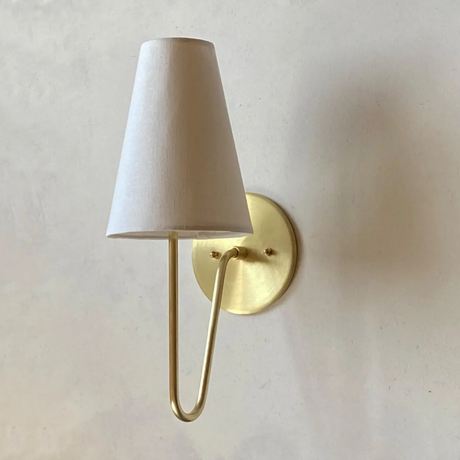 Aveline Brass Linen Wall Lamp | Baskoraa