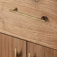 Wooden cabinet with gold handles