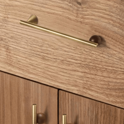 Wooden cabinet with gold handles
