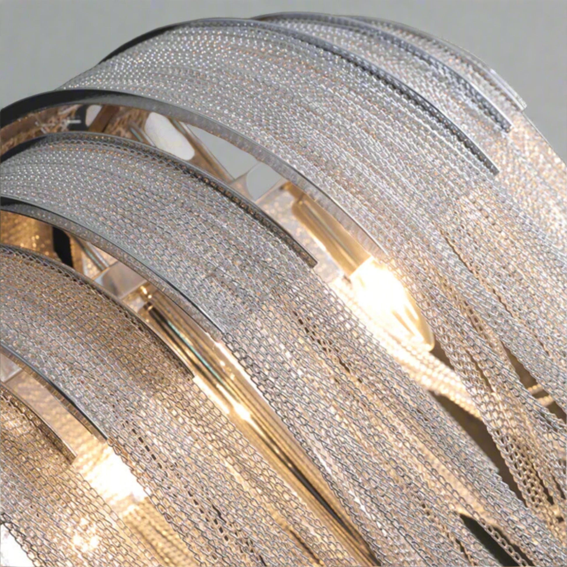 Close-up of a textured metallic strip with a reflective surface