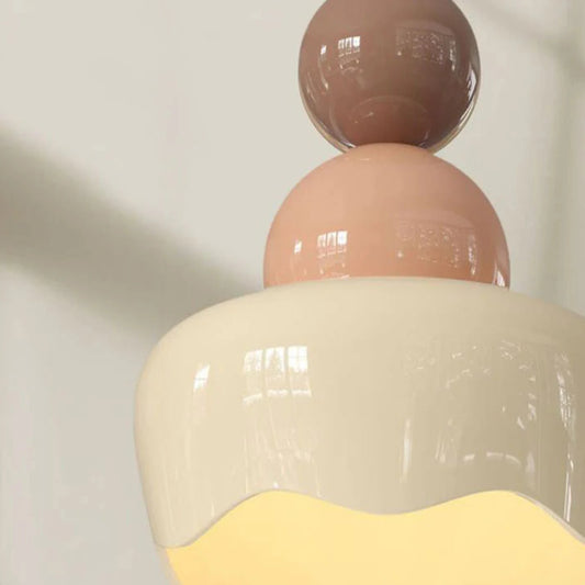 Close look at Modern Cream Glass Pendant Light – Stylish Hanging Lamp for Kids Room and Bedroom, LED E27 Compatible 