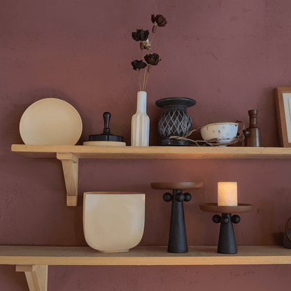 FormaWood Sculptural Wooden Pedestal Tray