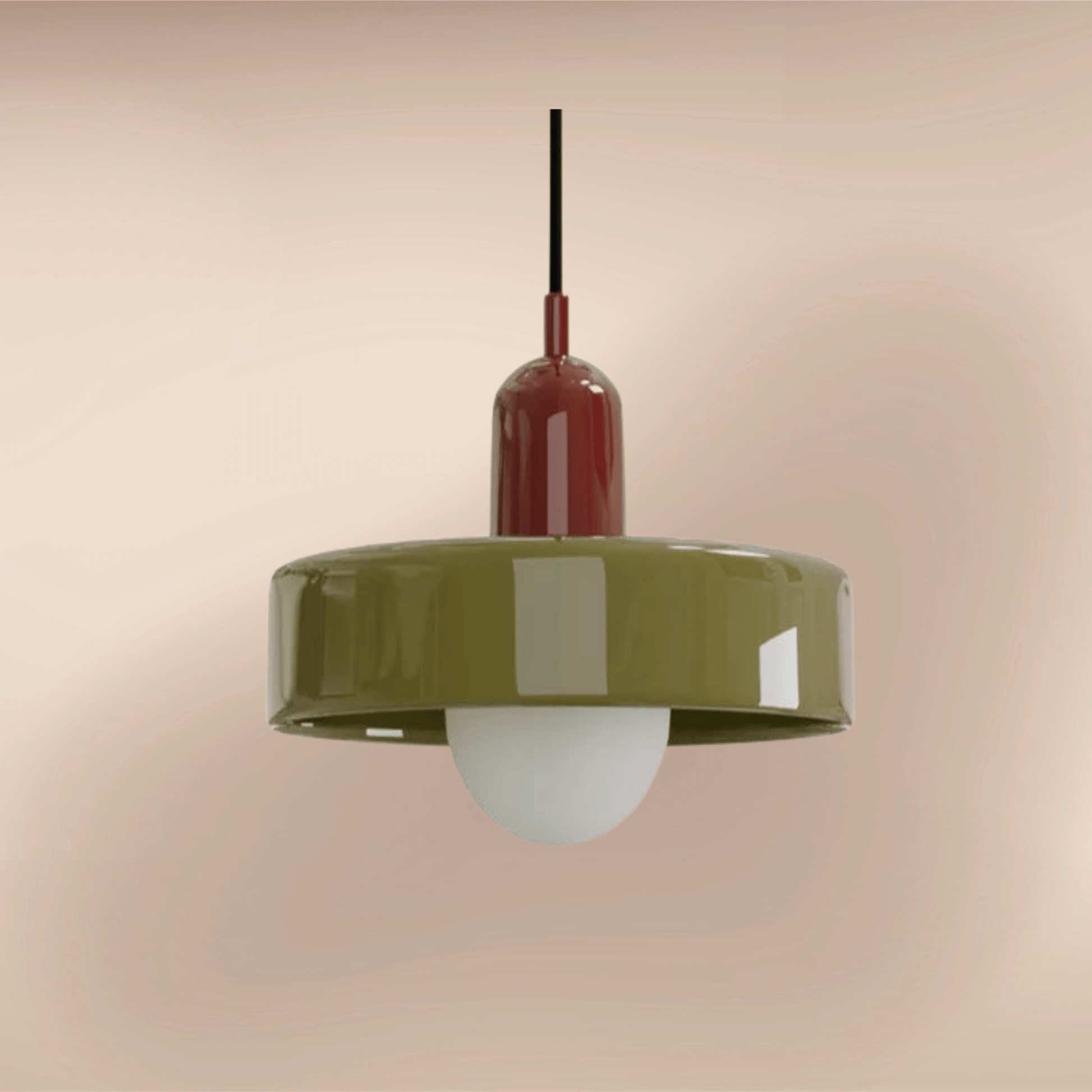 Nordic Glass Bauhaus Chandelier Olive and Red