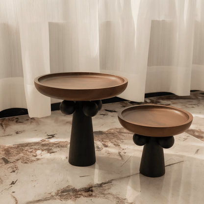 FormaWood Sculptural Wooden Pedestal Tray