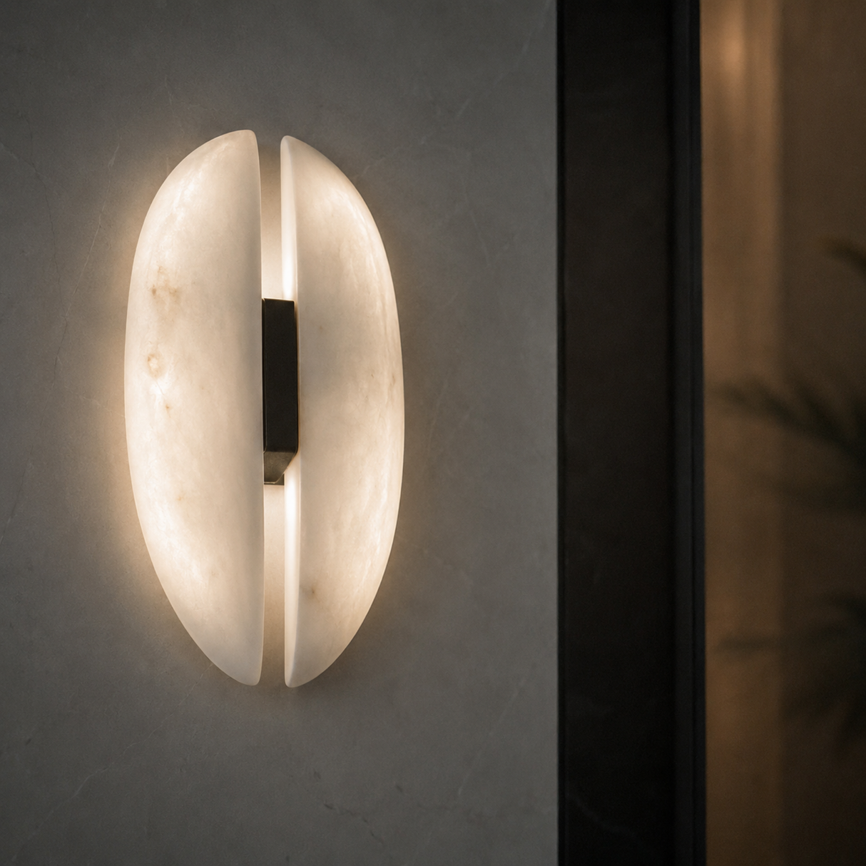 Modern wall light fixture on a textured wall