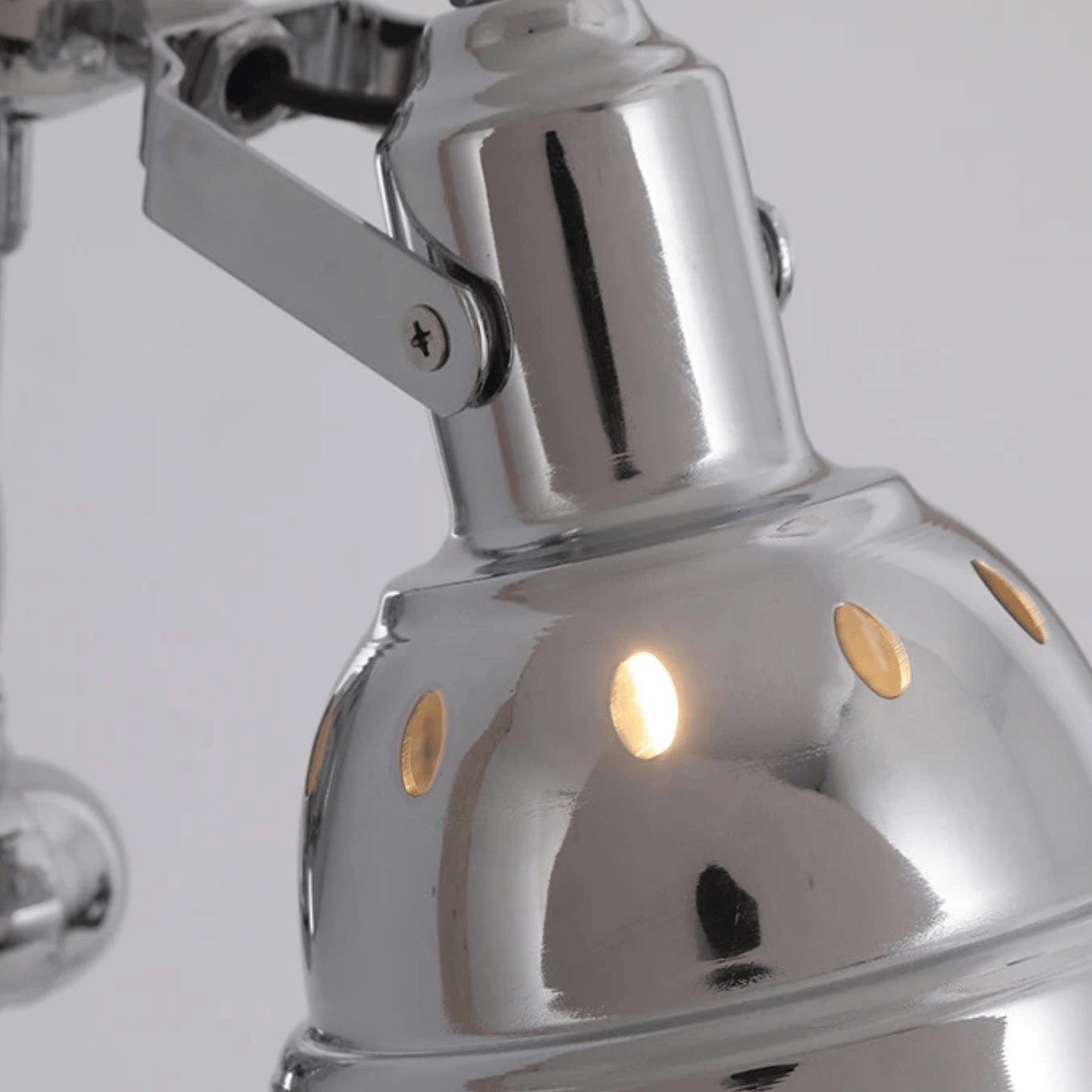 Close-up of a shiny metallic object with reflective surface