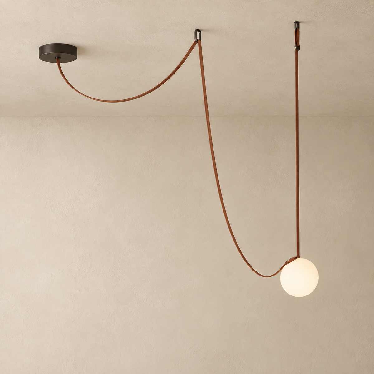 Solenne Leather Strap Globe Chandelier